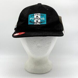 VTG Detroit Pistons Youth Hat DEADSTOCK Snapback Black Teal Horse Logo NBA NWT